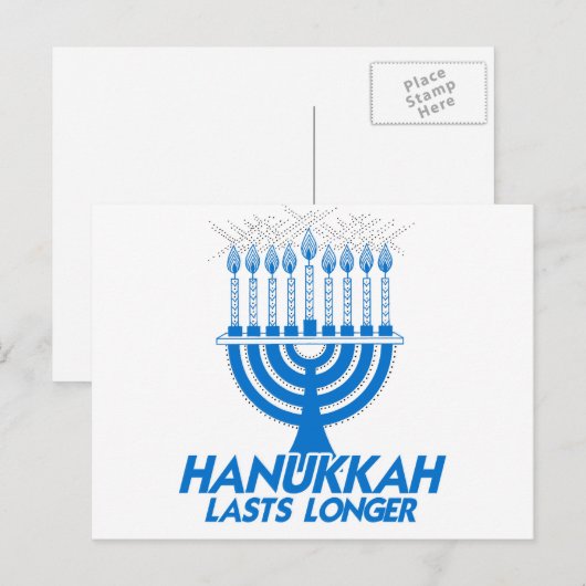 HANUKKAH LASTS LONGER -.png Feestdagenkaart (Voorkant / Achterkant)