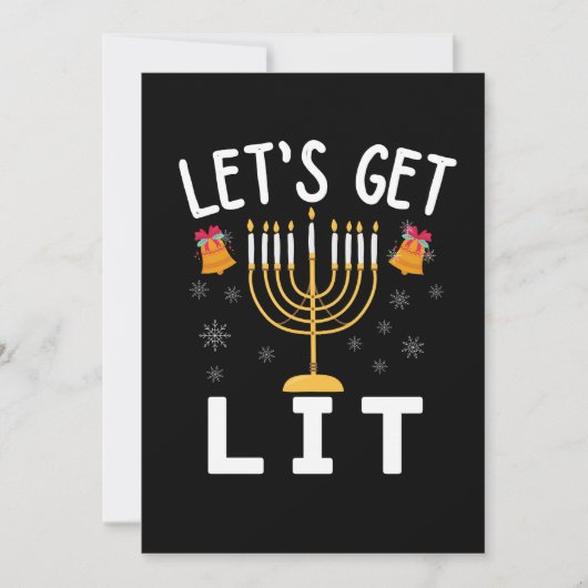 Hanukkah Laten we Lit T-Shirt halen Kaart (Voorkant)