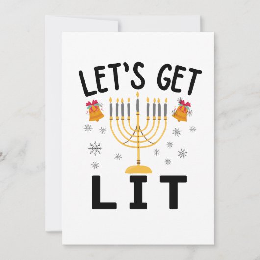 Hanukkah Laten we Lit T-Shirt halen Kaart (Voorkant)