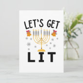 Hanukkah Laten we Lit T-Shirt halen Kaart (Staand voorkant)