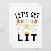 Hanukkah Laten we Lit T-Shirt halen Kaart (Voorkant / Achterkant)