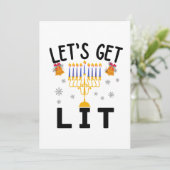 Hanukkah Laten we Lit T-Shirt halen Kaart (Staand voorkant)