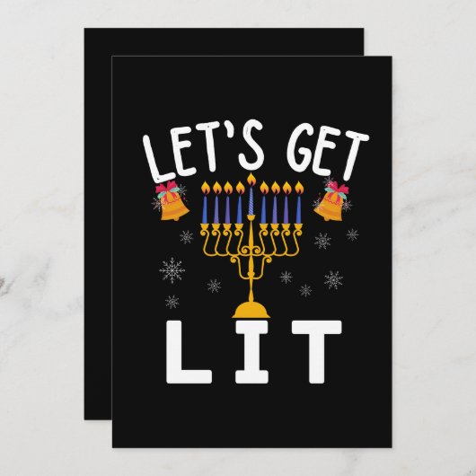Hanukkah Laten we Lit T-Shirt halen Kaart (Voorkant / Achterkant)