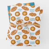 Hanukkah Latke and Challah Bread Foodie Pattern Inpakpapier Vel (In situ)