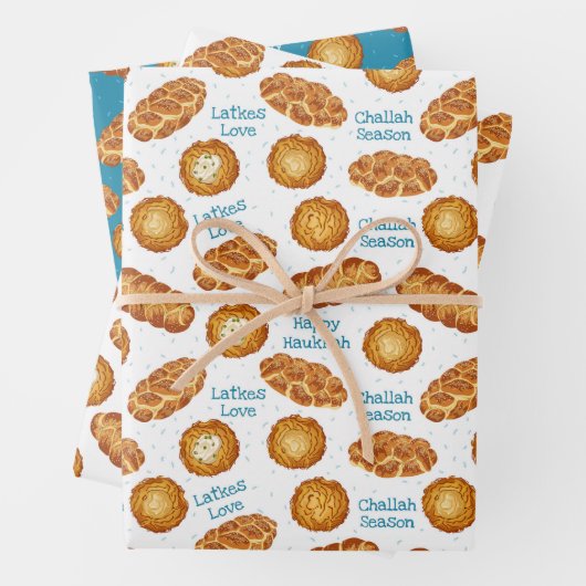Hanukkah Latke and Challah Bread Foodie Pattern Inpakpapier Vel (In situ)