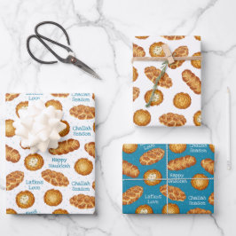 Hanukkah Latke and Challah Bread Foodie Pattern Inpakpapier Vel
