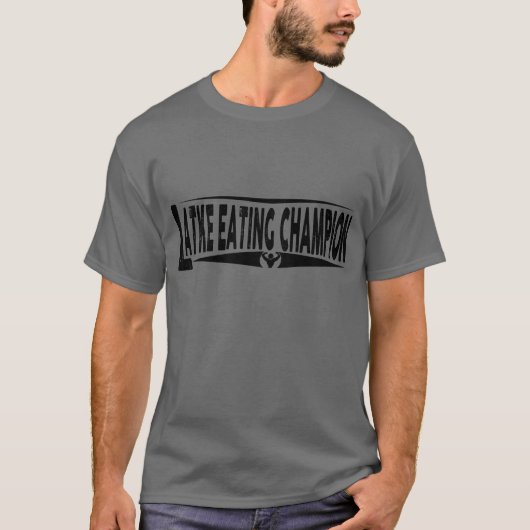 Hanukkah "Latke Eating Champion" Cotton T-Shirt (Voorkant)