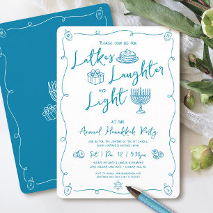 Hanukkah Latke Lachende Licht Feestelijke Fantasie Kaart