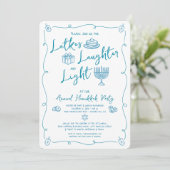 Hanukkah Latke Lachende Licht Whimsiek Plezierige Kaart (Staand voorkant)