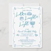 Hanukkah Latke Lachende Licht Whimsiek Plezierige Kaart (Voorkant)