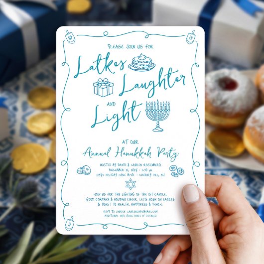 Hanukkah Latke Lachende Licht Whimsiek Plezierige Kaart
