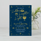 Hanukkah Latke Laughter Light Doodles Real Gold Folie Feestdagenkaart (Staand Voorkant)