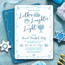 Hanukkah Latke Laughter Light Hand Drawn Fun Party Kaart