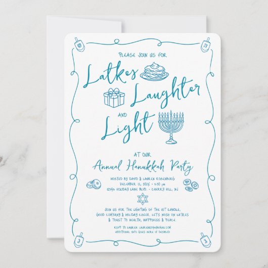 Hanukkah Latke Laughter Light Whimsical Fun Doodle Kaart (Voorkant)