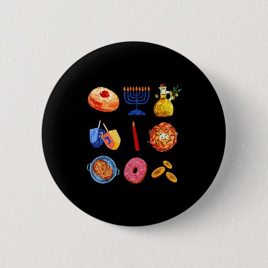Hanukkah Latke Menorah Dreidel Donut Chanukah Jewi Ronde Button 5,7 Cm (Voorkant)