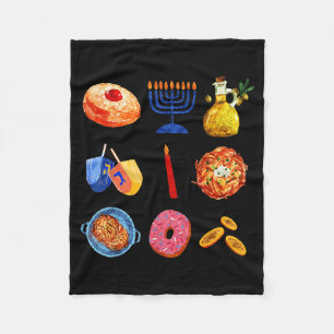 Hanukkah Latke Menorah Dreidel Donut Chanukah Jood Fleece Deken