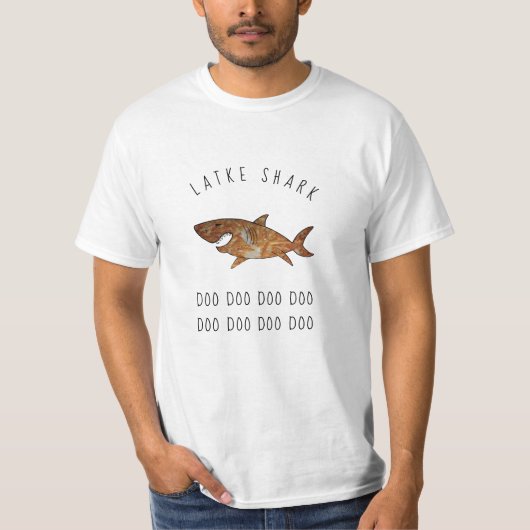 Hanukkah Latke Shark Mannen Value TShirt (Voorkant)