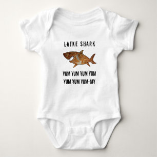 Hanukkah Latke Shark YUM YUM Baby Jersey Bodysuit