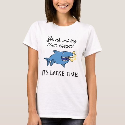 Hanukkah Latke Tijd/Dames Basic T-Shirt (Voorkant)