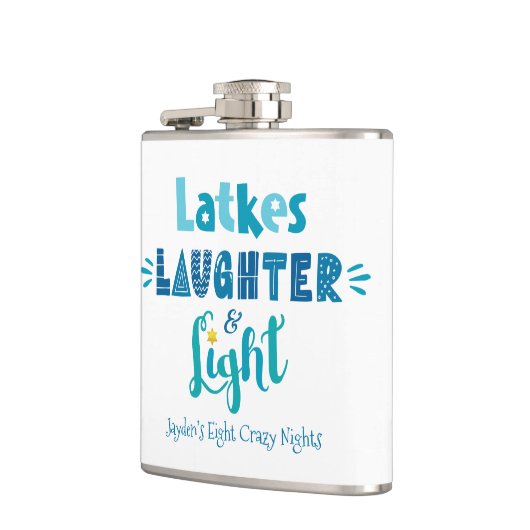 Hanukkah Latkes Laughter Light Funny Custom Name Heupfles (Links)