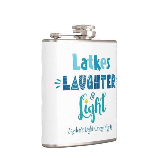 Hanukkah Latkes Laughter Light Funny Custom Name Heupfles (Rechts)