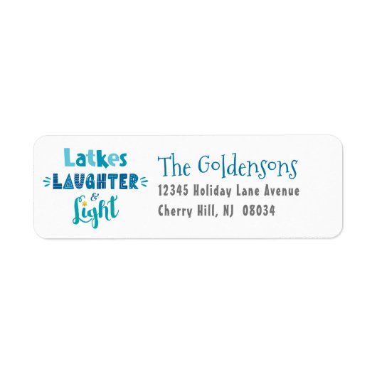 Hanukkah Latkes Laughter Light Modern Custom Name Etiket (Voorkant)