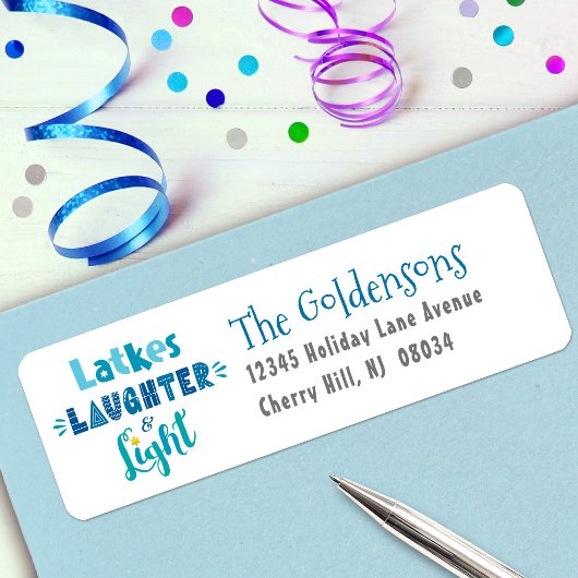 Hanukkah Latkes Laughter Light Modern Custom Name Etiket