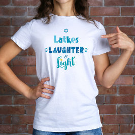 Hanukkah Latkes Laughter Light Modern Typografie T-shirt