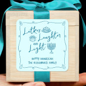 Hanukkah Latkes Laughter Light Teal Hand Drawn Fun Vierkante Sticker