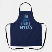 Hanukkah Latkes | Leuke Typografie Blauw Schort (Voorkant)