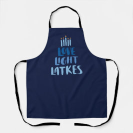 Hanukkah Latkes | Leuke Typografie Blauw Schort