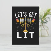 Hanukkah Let's Get Lit T-shirt Kaart (Staand voorkant)