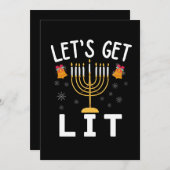 Hanukkah Let's Get Lit T-shirt Kaart (Voorkant / Achterkant)