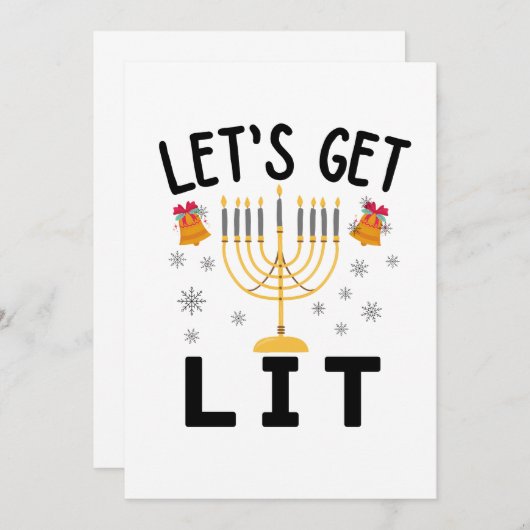  Hanukkah Let's Get Lit T-Shirt Kaart (Voorkant / Achterkant)