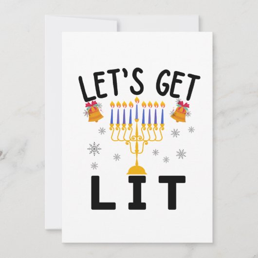 Hanukkah Let's Get Lit T-shirt Kaart (Voorkant)