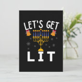 Hanukkah Let's Get Lit T-Shirt Kaart (Staand voorkant)