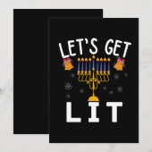 Hanukkah Let's Get Lit T-Shirt Kaart (Voorkant / Achterkant)