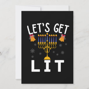 Hanukkah Let's Get Lit T-shirt Kaart