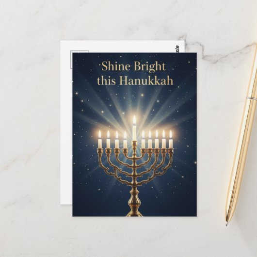 Hanukkah Lichten Ansichtkaart Briefkaart (Voorkant / Achterkant in situ)