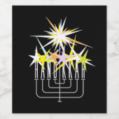 Hanukkah Lichten Wijn Etiket (Enkel label)