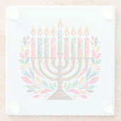 Hanukkah Lichtfeest Glazen Onderzetter (Achterkant)