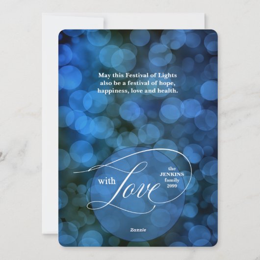 Hanukkah Light and Love with Name and Photo Feestdagenkaart (Achterkant)