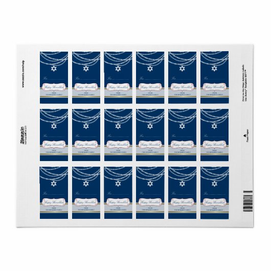 Hanukkah Light Sparkles Strand Holiday Gift Label (Full Sheet)