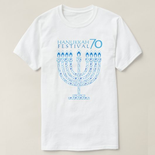 Hanukkah Lights Festival Jubileum 70 T-shirt (Design voorkant)