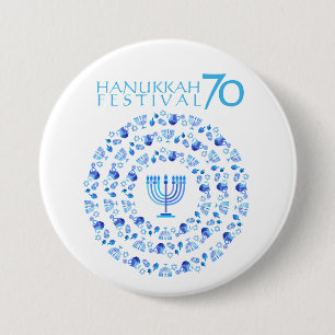 Hanukkah Lights Festival Jubileum 70th Ronde Button 7,6 Cm