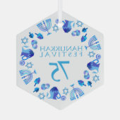 Hanukkah Lights Festival Jubileum 75th Blue Glas Ornament (Achterkant)