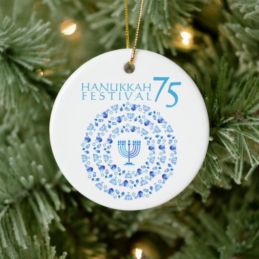 Hanukkah Lights Festival Jubileum 75th Magnet Keramisch Ornament (Boom)