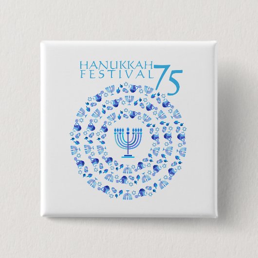 Hanukkah Lights Festival Jubileum 75th Vierkante Button 5,1 Cm (Voorkant)