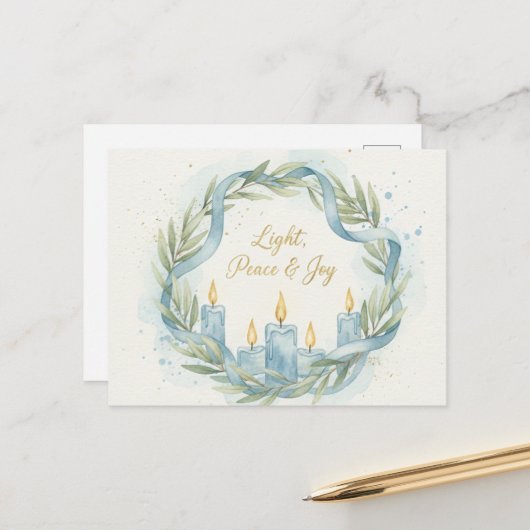 Hanukkah Lights Postcard Briefkaart (Voorkant / Achterkant in situ)