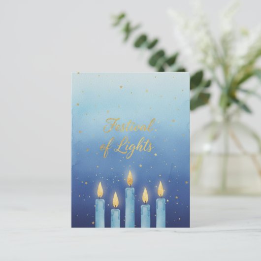 Hanukkah Lights Postcard Briefkaart (Staand voorkant)